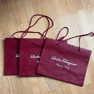 3 Salvatore Ferragamo Deep Red Shopping Bags